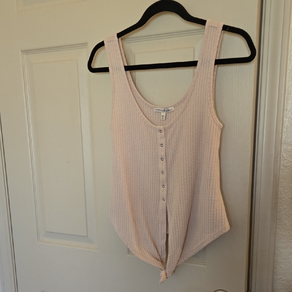 Express Pink Sleeveless Tie Front Tank Top